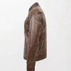 Jaime Timber Men's Leather Biker Jacket with Zippered Pockets and Front Closure left way