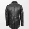 Men's Black Button Fastening Reefer Leather Jacket with Shiny Front Buttons back