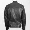 Men's Black Leather Biker Jacket Nelson with Zippered Front, Cuffs, and Slim Fit back