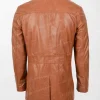 Mens Button Fastening Reefer Leather Jacket Jerry Tan back