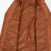 Mens Button Fastening Reefer Leather Jacket Jerry Tan open