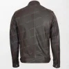 Men's Classic Leather Biker Style Zip Jacket Ethan in Brown with Tan Accents back