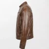 Mens Classic Milton Brown Leather Jacket with Zipper and Motorcycle Style left way