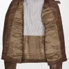 Mens Classic Milton Brown Leather Jacket with Zipper and Motorcycle Style open