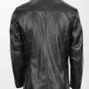 Mens Classic Three Button Soft Leather Blazer David Black
