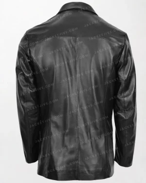 Mens Classic Three Button Soft Leather Blazer David Black