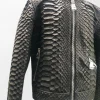 Natural Snakeskin Leather Bomber Moto Jacket front side
