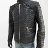 Natural Snakeskin Leather Bomber Moto Jacket look