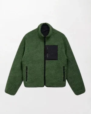 Sherpa Lined 8 Ball Green Jacket featuring a warm sherpa lining and iconic 8 Ball patch design