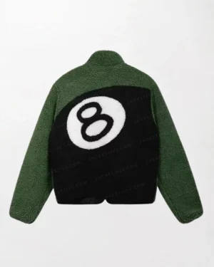 Sherpa Lined 8 Ball Green Jacket back
