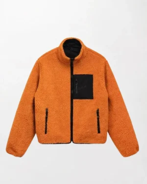 Sherpa Lined 8 Ball Orange Jacket featuring a warm sherpa lining and iconic 8 Ball patch design