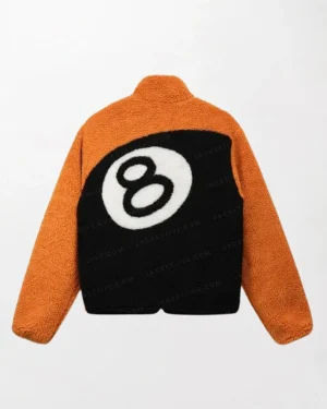 Sherpa Lined 8 Ball orange Jacket back