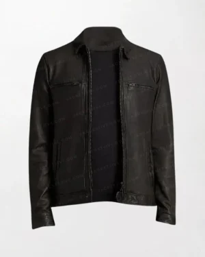 Roy Kent wearing a rugged leather jacket in Ted Lasso Season 2, showcasing a classic and bold style.