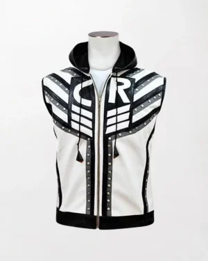 Cody Rhodes WWE White Leather Vest showcasing a sleek and stylish design, perfect for wrestling fans