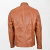ens Jaime Tan Biker Leather Jacket for Men with Casual Style back