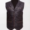 Cullen Bohannan inspired real leather motorcycle vest with rugged design and classic Western appeal.