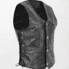 Jax Gilet Real Leather Vest Feature Jax Black side look