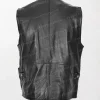 Men's Leather Brando Gilet Biker Vest with Cross Zip back