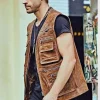 Men's Leather Vest with Multiple Pockets style