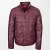 Men's Rory Burgundy Leather Puffer Jacket