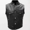 Real Leather Motorcycle Crocodile Print Vest Waistcoat Jacket