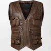 Vintage commando leather vest for men with a rugged and timeless military-inspired design.