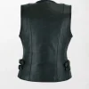 Women’s Leather Motorcycle Vest with Gun Pockets back