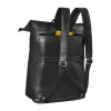 Black Slim Expandable Leather Backpack back