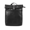 Black Slim Expandable Leather Backpack front