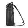 Black Slim Expandable Leather Backpack sideway