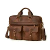 Brown Leather Messenger Bag with spacious interior and adjustable strap.