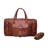 Brown Leather Travel Bag with spacious interior and sturdy handles