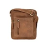 Brown Tan Leather Messenger Bag front
