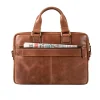 Business Casual Brown Leather Briefcase for men and women front