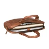 Business Casual Brown Leather Briefcase for men and women lay down