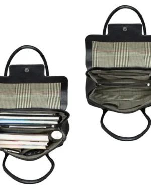 Classical Design Black Leather Handbag open