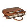 Executive Tan Leather Briefcase Business Bag open