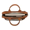 Executive Tan Leather Briefcase Business Bag open way
