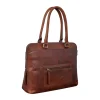 Genuine Brown Leather Collection Handbag with spacious interior and sturdy handles.