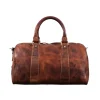 Heritage Leather Weekender Duffel Bag with spacious interior and sturdy handles.