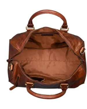Heritage Leather Weekender Duffel open