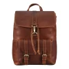 Large Vintage Classical Leather Backpack with multiple compartments and adjustable straps.