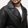 Men's Black Faux Motorcycle Biker Robert Jacket closure