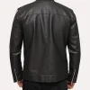 Men’s Black Striped Cafe Racer Leather Jacket back