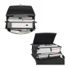 Men's Genuine Black Leather Business Briefcase open