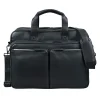 Men’s Premium Black Leather Business Bag with multiple compartments and sleek design.
