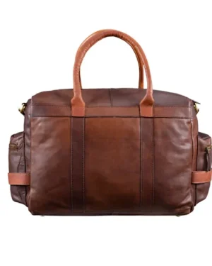 Men's Vintage Brown Leather Travel Luggage Bag back