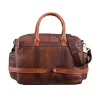 Men's Vintage Brown Leather Travel Luggage Bag front