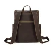 Office Brown Leather Backpack Bag back