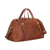 Premium Cognac Brown Leather Luggage Duffle Bag with spacious interior and sturdy handles.